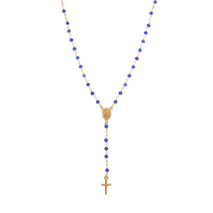 Collier en argent doré chapelet boules facetées agates bleues - 45+5cm - Vue 2