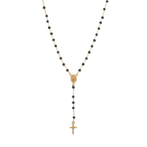 Collier en argent doré chapelet boules facetées spinelle noires - 45+5cm - Vue 2