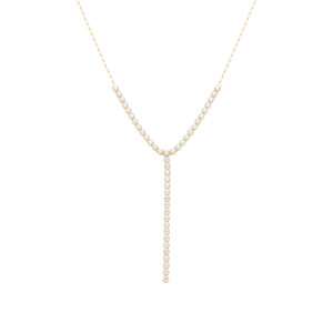 Collier en argent dor forme cravate oxydes blancs sertis tennis 3mm - 38+5cm - Vue 2