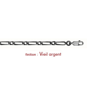 Chane en argent mailles 1+1 largeur 3mm et longueur 45cm - Vue 2