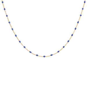Collier en Argent et dorure jaune avec perles bleus fonc 40+5cm - Vue 2