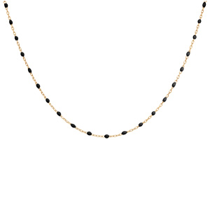 Collier en Argent et dorure jaune avec perles noires 40+5cm - Vue 2