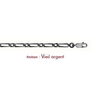 Bracelet en argent chane maille figaro 1+1 largeur 3mm et longueur 18cm - Vue 2