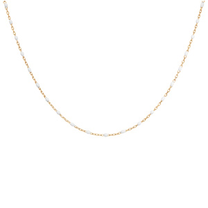 Collier en Argent et dorure jaune avec perles blanches 40+5cm - Vue 2
