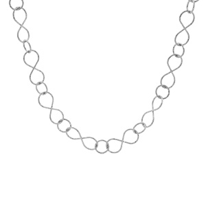 Collier en argent rhodi chane avec maillons infinis diamants 40+5cm - Vue 2