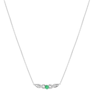 Collier en argent rhodi chane avec pendentif barrette Emeraude vritable et Topazes blanches 42+3cm - Vue 2