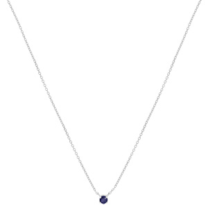 Collier en argent rhodi chane avec pendentif pierre Saphir vritable serti 42+3cm - Vue 2