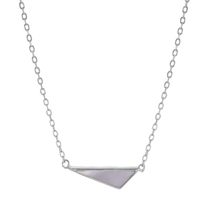 Collier en argent rhodi chane avec pendentif triangle de Nacre vritable rglableable 39+4cm - Vue 2