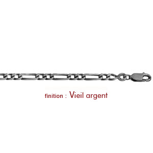 Chane en argent mailles 1+2 largeur 3mm et longueur 45cm - Vue 2