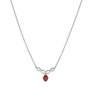 Collier en argent rhodi chane avec pendentif infini Rubis vritable suspendu et Topazes blanches 42+3cm - Vue 2