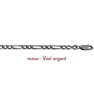 Bracelet en argent chane maille figaro 1+2 largeur 3mm et longueur 18cm - Vue 2