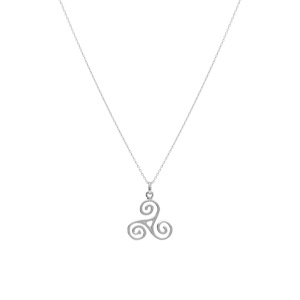 Collier en argent rhodié pendentif triskel 17mm avec oxydes blancs - 40+5cm - Vue 2