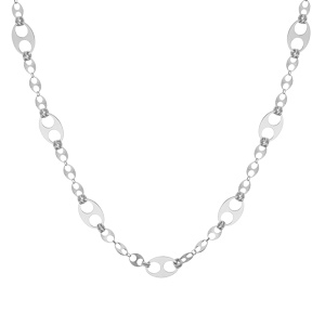 Collier en argent rhodi multi grain de caf plat 40+4cm - Vue 2