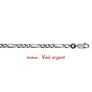 Bracelet en argent chane maille figaro 1+3 largeur 3mm et longueur 18cm - Vue 2
