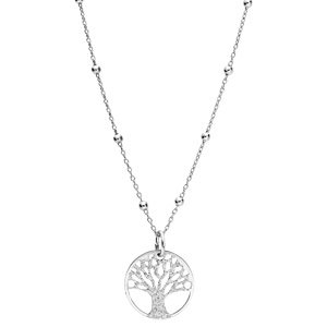 Collier en argent rhodi chane avec pendentif arbre de vie granit 15mm 38+5cm - Vue 2