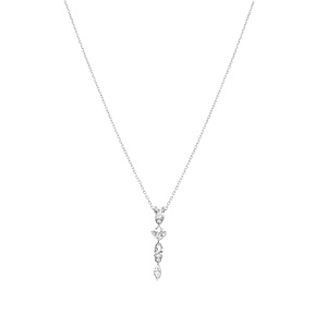Collier en argent rhodi pendant quatre oxydes blancs sertis - 40+3cm - Vue 2