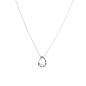 Collier en argent rhodi pendentif goutte par d\'oxydes bleus et blancs sertis - 40+2+2cm - Vue 2