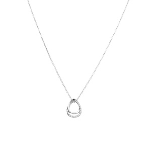 Collier en argent rhodi pendentif goutte par d\'oxydes blancs sertis - 40+2+2cm - Vue 2