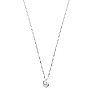 Collier en argent rhodi chane avec pendentif forme escargot avec oxyde blanc au milieu - longueur 40cm + 4cm de rallonge - Vue 2