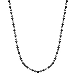 Collier en argent alternance de boules grises et noires - longueur 42cm - Vue 2