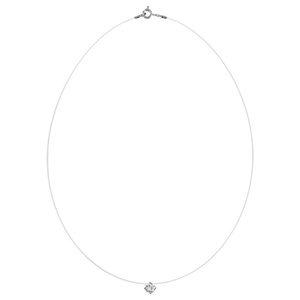 Collier en argent rhodi fil en nylon avec pendentif oxyde blanc solitaire de 5mm - longueur 42cm - Vue 2