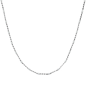 Collier en argent rhodié tubes striés et perles blanches de culture d\'eau douce 41+3cm - Vue 2
