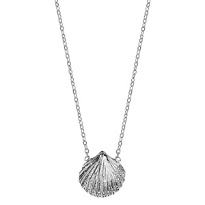 Collier en argent rhodié chaîne avec pendentif coquillage - longueur 42cm + 3cm de rallonge - Vue 2