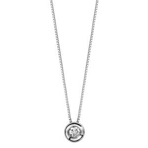 Collier en argent rhodi chane avec pendentif oxyde blanc serti clos - longueur 41,5cm - Vue 2