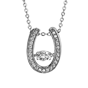 Collier Dancing Stone en argent rhodié chaîne avec pendentif fer à cheval orné d\'oxydes blancs - longueur 41,5cm + 3cm de rallonge - Vue 2