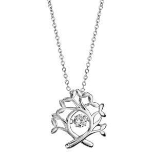 Collier Dancing Stone en argent rhodié chaîne avec pendentif arbre de vie - longueur 42cm + 3cm de rallonge - Vue 2