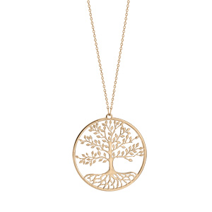 Collier en argent et dorure jaune chane avec pendentif arbre de vie 42+3cm - Vue 2