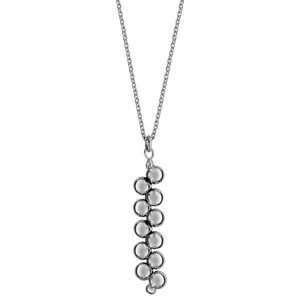 Collier en argent rhodié chaîne avec pendentif grappe de boules lisses - longueur 42cm + 5cm de rallonge - Vue 2