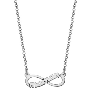 Collier en argent rhodi chane avec pendentif symbole infini avec dcoupe \