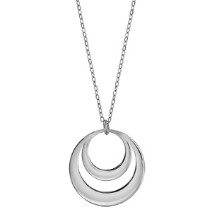 Collier en argent rhodi chane avec pendentif 2 anneaux prnom  graver - longueur 40cm + 5cm de rallonge - Vue 2