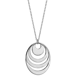 Collier en argent rhodi chane avec pendentif 4 anneaux 4 prnoms  graver - longueur 40cm + 5cm de rallonge - Vue 2