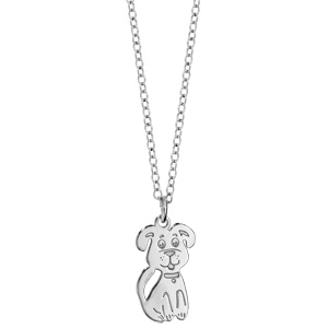 Collier en argent rhodi chane avec pendentif chien - longueur 35cm + 5cm de rallonge - Vue 2