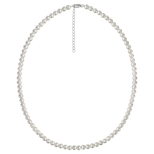 Collier en argent rhodi et perles Swarovski blanches de 5mm - longueur 45cm + 5cm de rallonge - Vue 2