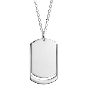 Collier en argent chaîne avec pendentif plaque G.I. à graver 1 ou 2 prénoms - longueur 50cm + 5cm - Vue 2