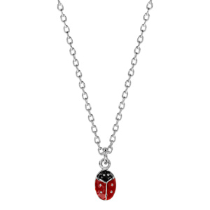 Collier pour enfant en argent chane avec pendentif coccinelle - longueur 36cm + 2cm de rallonge - Vue 2