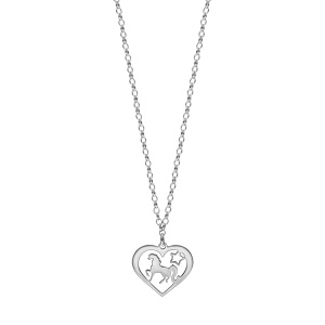 Collier en argent rhodi chane avec pendentif coeur ajour licorne 40+5cm - Vue 2