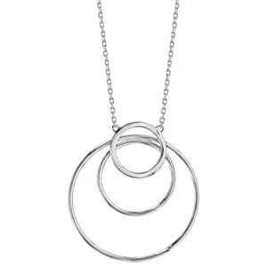 Collier en argent rhodi chane avec pendentif 3 anneaux - longueur 42cm + 3cm de rallonge - Vue 2