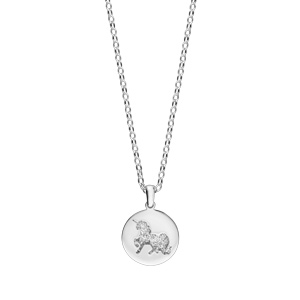 Collier en argent rhodié chaîne avec pendentif licorne martelée sur galet 40+5cm - Vue 2