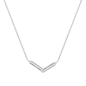 Collier en argent rhodi chane avec motif rectangulaire 40+5cm - Vue 2