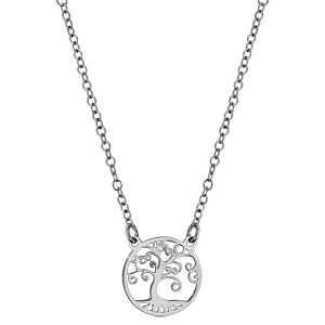 Collier en argent rhodi chane avec arbre de vie ajour 40cm + 5cm - Vue 2