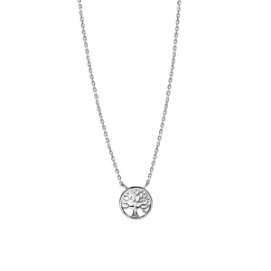 Collier en argent rhodi chane avec pendentif arbre de vie ajour dans 1 anneau 40cm + 2cm - Vue 2