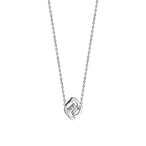 Collier en argent rhodi collection joaillerie chane avec pendentif carr oxyde blanc serti 42cm + 3cm - Vue 2