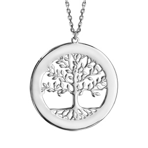 Collier en argent passiv chane avec pendentif arbre de vie prnom  graver 40cm + 5cm - Vue 2