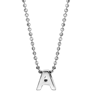 Collier en argent rhodié boules avec pendentif initiale \