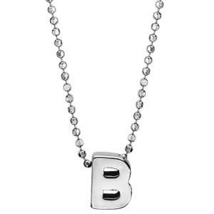 Collier en argent rhodié boules avec pendentif initiale \