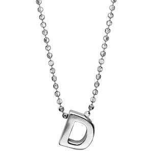 Collier en argent rhodié boules avec pendentif initiale \